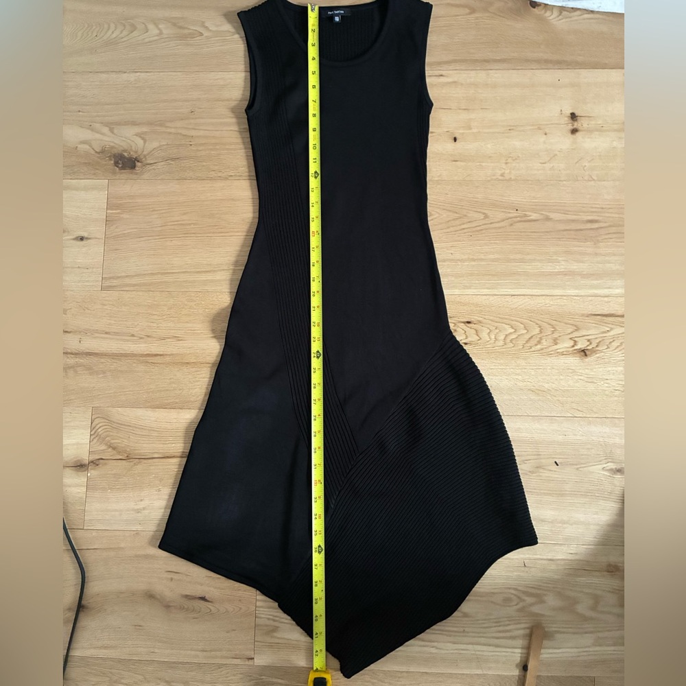 Pink Tartan Black Asymmetrical Ribbed Knit Bodycon Dress Sleeveless XXS XS - Picture 4 of 6